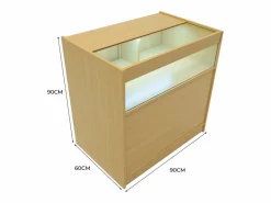 New Monstershop Mostrador Comercial con Luz LED B900 90x60x90cm – Color Arce Color natural claro