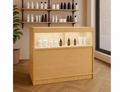 New Monstershop Mostrador Comercial con Luz LED B900 90x60x90cm – Color Arce Color natural claro