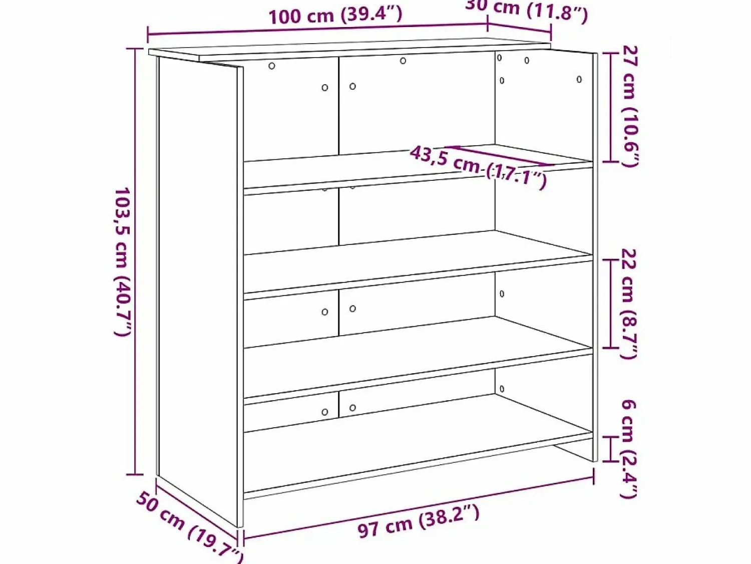 Clicnbuy Mostrador de recepción 100x50x103,5 cm madera ingeniería