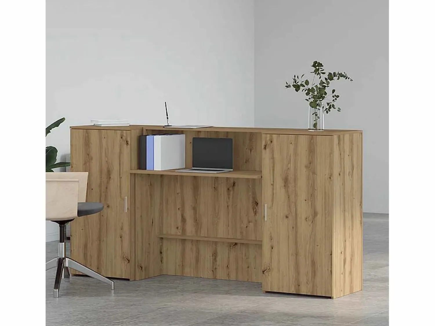Clicnbuy Mostrador de recepción roble artisian 200x50x103,5 cm