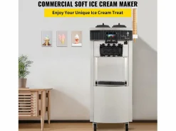 Discount Máquina Comercial para Helado Suave SucceBuy de 2200 W, 2+1 Sabores, de Pie Plateado