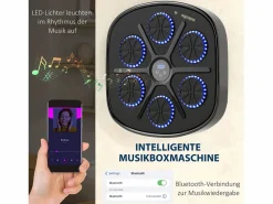 Online Máquina de Boxeo con Música, Bluetooth, LED, Montaje en Pared, para Adultos, Negra (41,8 x 44,6 x 7,5 cm) Aparato De Musculación