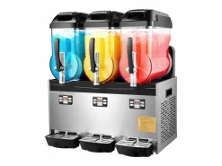 Máquina de Granizado Comercial SucceBuy 12 Lx3, Máquina de Bebidas Frías con Triple Depósito, Acero Inoxidable para la Casa, la Fiesta, el Café