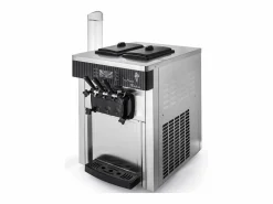 Hot Máquina de Helado Blando SucceBuy, Comercial de Mostrador 2200 W 2 + 1 Sabores, para Restaurantes, Bares, Cafeterías, Panaderías Plateado