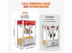 Máquina de Palomitas SucceBuy 1615 W, Máquina de Popcorn de 16 oz, Máquina de Mostrador con Caldero de Vidrio Templado, Estilo Cine,
