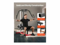 Máquina de prensa de pecho ajustable SucceBuy, capacidad de 204 kg, equipo para entrenamiento de pecho, espalda, deltoides posteriores y hombros, gimnasio en casa