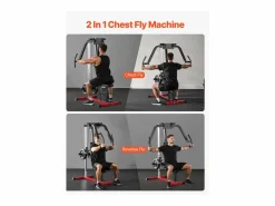 Máquina de prensa de pecho ajustable SucceBuy, capacidad de 204 kg, equipo para entrenamiento de pecho, espalda, deltoides posteriores y hombros, gimnasio en casa
