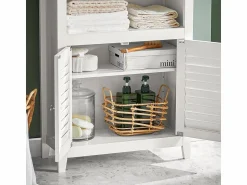 Sale Sobuy Mueble Auxiliar para baño Armario de baño Organizador con 2 estantes y 2 Puertas BZR13-W ES Blanco