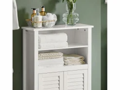 Sale Sobuy Mueble Auxiliar para baño Armario de baño Organizador con 2 estantes y 2 Puertas BZR13-W ES Blanco
