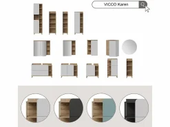 Vicco Mueble bajo lavabo antracita/blanco 60x35x65 karen Gris antracita