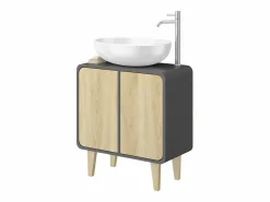 Clearance Mueble bajo lavabo antracita/roble 60x30x61 arla Mueble De Lavabo
