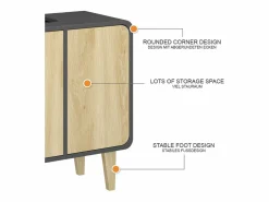 Clearance Mueble bajo lavabo antracita/roble 60x30x61 arla Mueble De Lavabo
