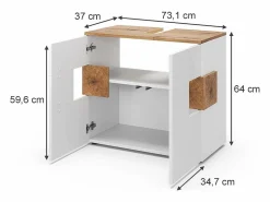 Clearance Vicco Mueble bajo lavabo 73.1x37x64 eden Blanco