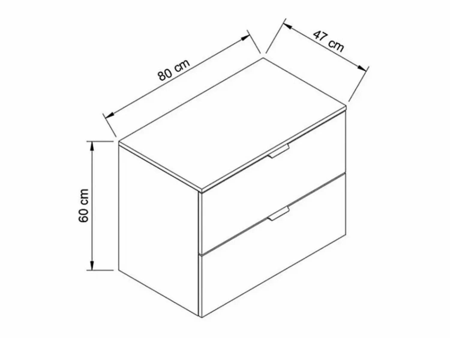 Mueble bajo lavabo con encimera de 80 cm, 2 cajones, roble Artisan / Orio