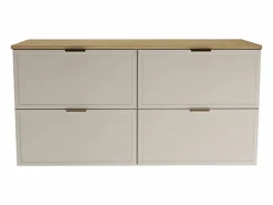 Discount Mueble bajo lavabo con encimera de 120 cm. Frentes con marco en roble Cremona / Cachemira Roma. Beige