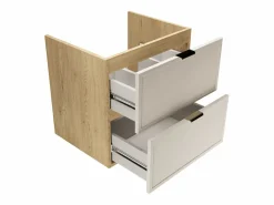 Discount Mueble bajo lavabo con encimera de 120 cm. Frentes con marco en roble Cremona / Cachemira Roma. Beige