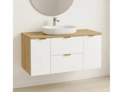 Mueble bajo lavabo con encimera de 120 cm, 2 cajones y 2 puertas, roble Artisan / Orio