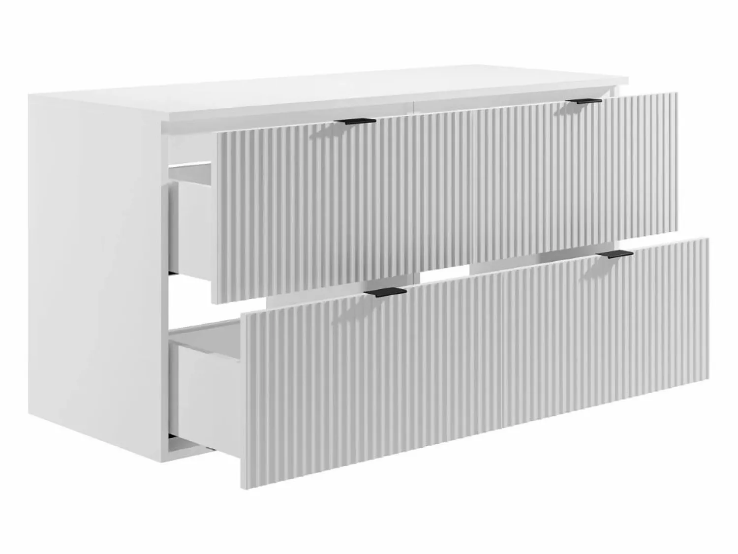 Outlet Mueble bajo lavabo estriado con encimera, mate, 120 cm, ZEVINI Mueble De Lavabo