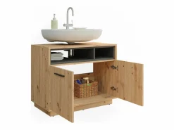 Discount Mueble bajo lavabo roble artesanal/antracita 80x40x64 beatrice Mueble De Lavabo