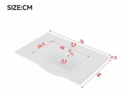 Sale Merax Mueble bajo lavabo suspendido de un seno cerámico - 76 x 46 x 51 cm - acabado lacado - con LEDs + 2 cajones + puerta - cerámica + MDF - Blanco