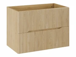 Vente-unique Mueble bajo lavabo suspendido estriado - Natural claro - Ancho 80 cm - ORISO