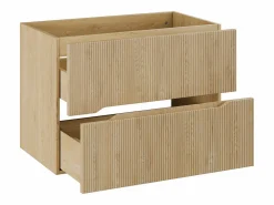 Vente-unique Mueble bajo lavabo suspendido estriado - Natural claro - Ancho 80 cm - ORISO