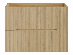 Vente-unique Mueble bajo lavabo suspendido estriado - Natural claro - Ancho 80 cm - ORISO