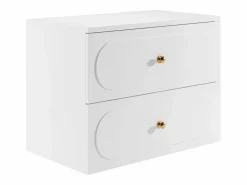Clearance Mueble bajo lavabo suspendido con tiradores dorados - 80 cm de largo - SATOBAL Mueble De Lavabo