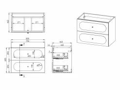Clearance Mueble bajo lavabo suspendido con tiradores dorados - 80 cm de largo - SATOBAL Mueble De Lavabo