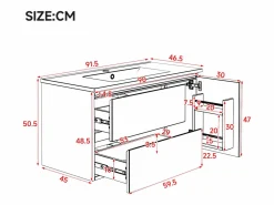 New Mueble bajo lavabo suspendido de un seno cerámico - 91 x 46,5 x 50,5 cm - acabado lacado - con LEDs + 2 cajones + puerta - cerámica + MDF - Mueble De Baño Simple