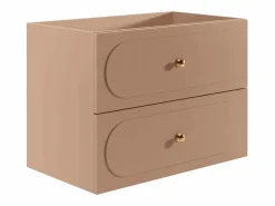 Clearance Vente-unique Mueble bajo lavabo suspendido Rosa envejecido con tiradores doradas - L80 cm - SATOBAL Rosa palo