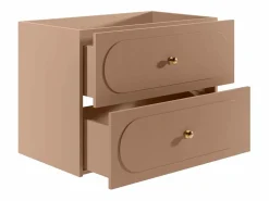 Clearance Vente-unique Mueble bajo lavabo suspendido Rosa envejecido con tiradores doradas - L80 cm - SATOBAL Rosa palo