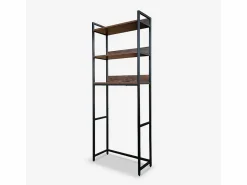 Clearance AHD Mueble baño para lavadora, secadora y WC 3 estantes 63x24x157 h Tamiq - Marrón - Negro Marru00f3n