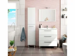 Hot Mueble Baño Taria Contemporáneo Brillo con Espejo 80x86x45 cm Blanco