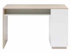 Vente-unique Mueble bar con almacenaje - Blanco y natural - ANOSKI