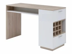 Vente-unique Mueble bar con almacenaje - Blanco y natural - ANOSKI