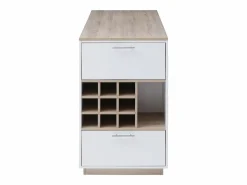 Vente-unique Mueble bar con almacenaje - Blanco y natural - ANOSKI