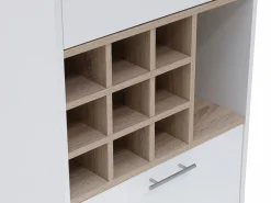 Vente-unique Mueble bar con almacenaje - Blanco y natural - ANOSKI