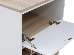 Vente-unique Mueble bar con almacenaje - Blanco y natural - ANOSKI