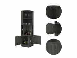 New Mueble bar esquinero Syrah con soporte para copas , 180.59 cm X 46.73 cm X 46.73 cm , Marrón Mueble Bar