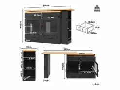Online Mueble bar extensible - 135/203 x 39 x 92,8 cm - mesa giratoria con LED + 4 cajones - MDF - Mueble Bar
