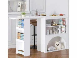 Outlet Mueble bar extensible - 120 x 40 x 100 cm - con almacenaje + espacio para mascotas - MDF - Mueble Bar