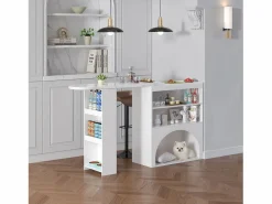 Outlet Mueble bar extensible - 120 x 40 x 100 cm - con almacenaje + espacio para mascotas - MDF - Mueble Bar