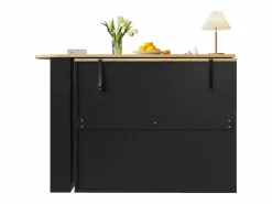Merax Mueble bar extensible - 138-204 x 39 x 104 cm - Mesa de comedor giratoria 360° - con 1 puerta + 3 cajones - MDF -