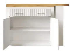 Sale Hauss Spole Mueble bar extensible con 2 cajones y 2 puertas - Tapa extensible con ruedas - y madera Blanco