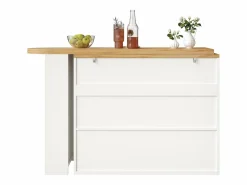 Sale Hauss Spole Mueble bar extensible con 2 cajones y 2 puertas - Tapa extensible con ruedas - y madera Blanco