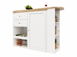 Merax Mueble bar giratorio 360° - 204 x 39 x 104 cm - con 2 cajones + mueble con puertas - MDF -