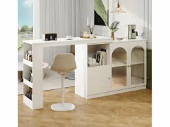 Merax Mueble Bar Giratorio - 3 Puertas y Estantes de Almacenamiento - Madera MDF y Vidrio - Para Comedor o Sala -