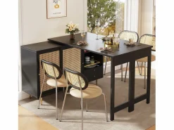 Online Mueble bar giratorio - 2 puertas, cajones y estantes de almacenaje - MDF y efecto ratán - Mueble Bar