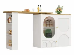 Merax Mueble bar giratorio - 138 x 73 x 105 cm - 3 puertas + separadores extraíbles - MDF + Metal -